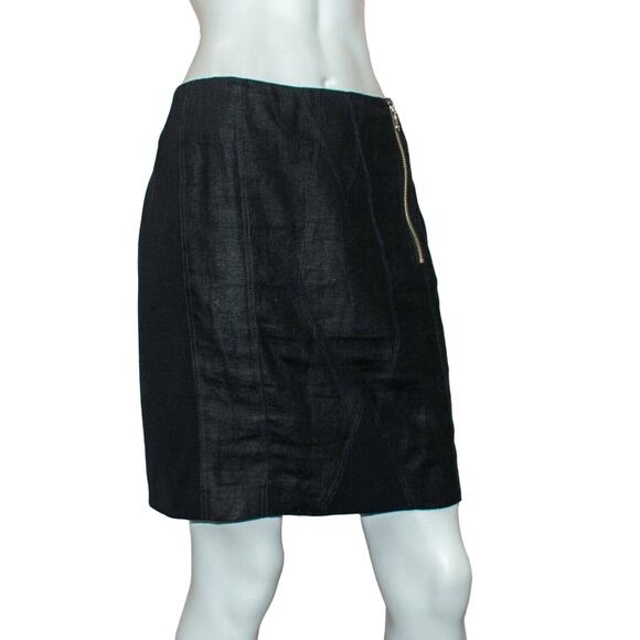 OPENING CEREMONY Women's Black Linen Mini Skirt Zipper front Sz Large - Picture 3 of 11